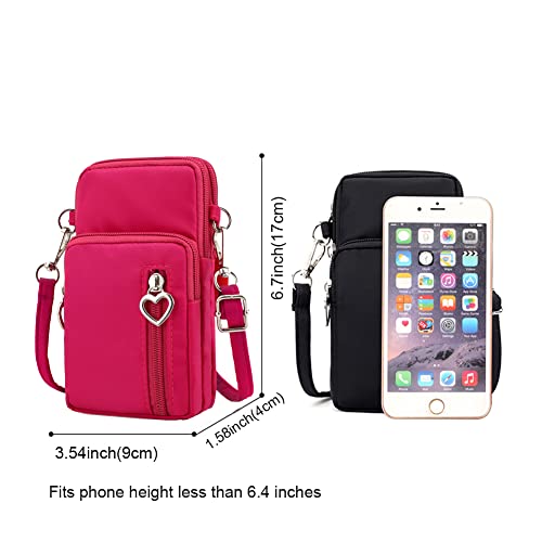 Roomy Travel Small Wristlet Crossbody Bag Cell Phone Purse Wallet Sports Armband Running Holder for iPhone 11/12 Mini/ 13 Pro/Xs Max/XR/ 8 Plus/SE/Google Pixel 6/5/ 4a/ 4a 5G (Magneta)