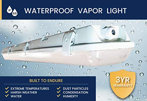 Orilis (4-Pack) 36W Commercial Indoor/Outdoor Integrated 2 Ft Vapor Tight Waterproof Anti-Fogging LED Fixture - 4500K - 3,600 Lumens