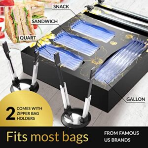 Elba Ziplock Bag Organizer Black Unique Design - 6 in 1 Bamboo Plastic Bags Drawer Organizer, Kitchen Plastic Bags Ziplock & Aluminum Foil Dispenser, Ziplock Bag Organizer Storage with Wrap Dispenser