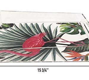 Idea Design Studio Clear Acrylic Animal Print Decorative Serving Tray (Flamingo, Large, 15.75 x 12 x 2.5 Inches)