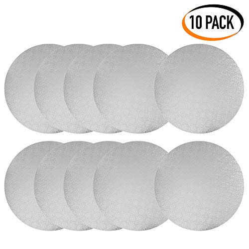 O'CREME Silver Wraparound Cake Pastry Round Drum Board 1/4 Inch Thick, 12 Inch Diameter - Pack of 10