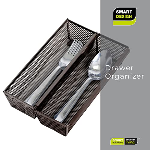 Smart Design Drawer Organizer - 9 x 3 Inch - Steel Metal Mesh Tray - with Interlocking Arm Connection - Utensils, Silverware, Organization - Kitchen - Bronze