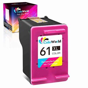coloworld remanufactured ink cartridges replacement for hp 61xl 61 xl for envy 4500 4502 5534 5535 deskjet 2512 3510 2542 2540 2544 3000 3050a 3052a 1055 2548 officejet 4630 4632 printer ( 1 color )