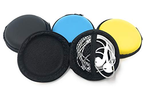 Bulk 12 Pack Hardshell Foam Protective Earphone Earbud Cases or Coin Purses - Zip Closure in 5 Awesome Colors