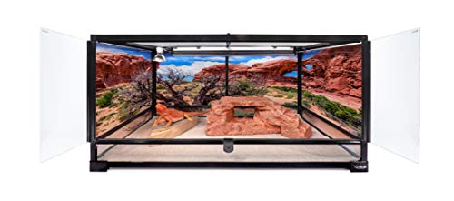 Reptile Habitat Background; Double Arch with Tree, for 48Lx24Wx18H Terrarium, 3-Sided Wraparound