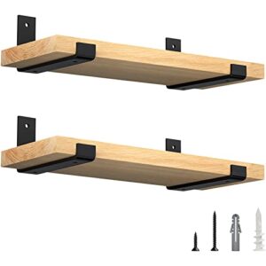 luckin 8 inch wall shelf brackets (fit 7.25" board) 4-pack, heavy duty black iron, mantel, kitchen, bathroom floating shelf hardware