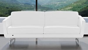 zuri furniture modern armondo sofa in two tone white microfiber leather and grey accent