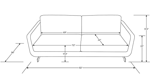 Zuri Furniture Modern Armondo Sofa in Two Tone White Microfiber Leather and Grey Accent