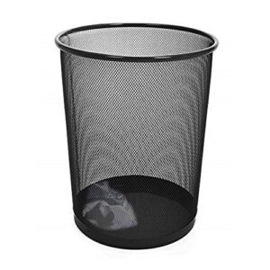 smart design steel mesh waste basket - easy to clean design - garbage, paper clutter, metal wire trash can bin, bathroom, bedroom, home and office - 11.75 x 13.75 inch - black