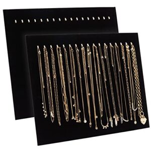 genie crafts 2 pack jewelry display for selling, black velvet boutique necklace stands, boards with hooks for pop up shop (14.6 x 11.9 x 4.5 in)