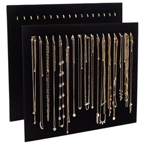 Genie Crafts 2 Pack Jewelry Display for Selling, Black Velvet Boutique Necklace Stands, Boards with Hooks for Pop Up Shop (14.6 x 11.9 x 4.5 In)