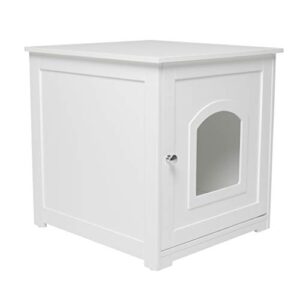 zoovilla kitty litter loo – hidden litter box furniture, white