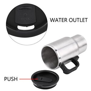 Heated Travel Mug, 12V 450ml Electric Incar Stainless Steel Travel Heating Cup Coffee Tea Car Cup Mug with Anti-Spill Lid Car Electric Kettle for Heating Water, Coffee, Milk and Tea