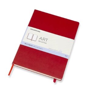 Moleskine Art Sketchbook, Hard Cover, A4 (8.25" x 11.75") Plain/Blank, Scarlet Red, 96 Pages