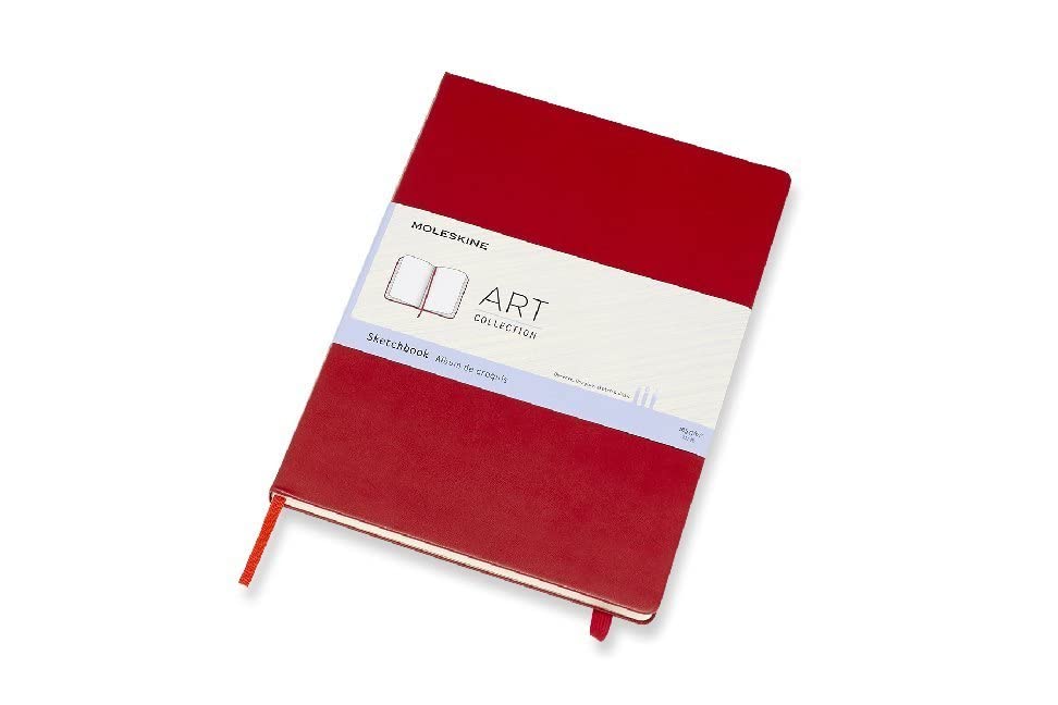 Moleskine Art Sketchbook, Hard Cover, A4 (8.25" x 11.75") Plain/Blank, Scarlet Red, 96 Pages