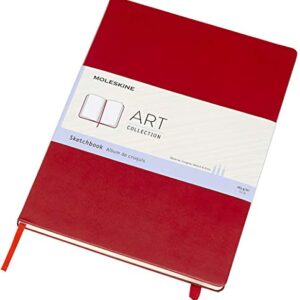 Moleskine Art Sketchbook, Hard Cover, A4 (8.25" x 11.75") Plain/Blank, Scarlet Red, 96 Pages