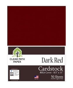 dark red cardstock - 8.5 x 11 inch - 80lb cover - 50 sheets - clear path paper