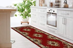 antep rugs kashan king collection himalayas oriental polypropylene indoor area rug runner (maroon/beige, 2' x 7')