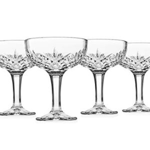 Godinger Champagne Coupe Barware Glasses - Set of 4, 6oz, Dublin Crystal Collection