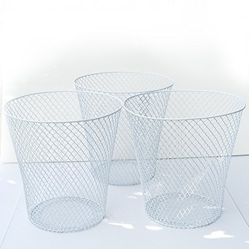 ESSENTIALS Wire Mesh Waste Basket (3, White)