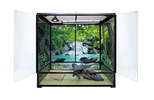 Reptile Habitat Background; Rain Forest with Waterfall, for 36Lx24Wx18H Terrarium, 3-Sided Wraparound