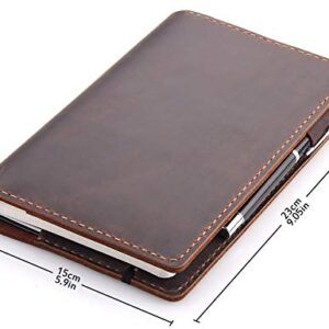 Leather Journal Cover Fits for Moleskine Large Hard Cover Notebook, Handmade Vintage Leather Cover for 5"x8.25" Hardcover Notebooks - Coffee