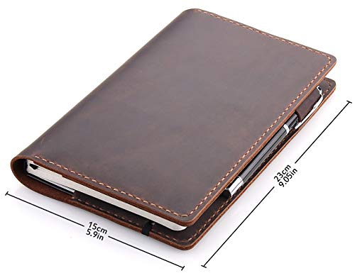 Leather Journal Cover Fits for Moleskine Large Hard Cover Notebook, Handmade Vintage Leather Cover for 5"x8.25" Hardcover Notebooks - Coffee