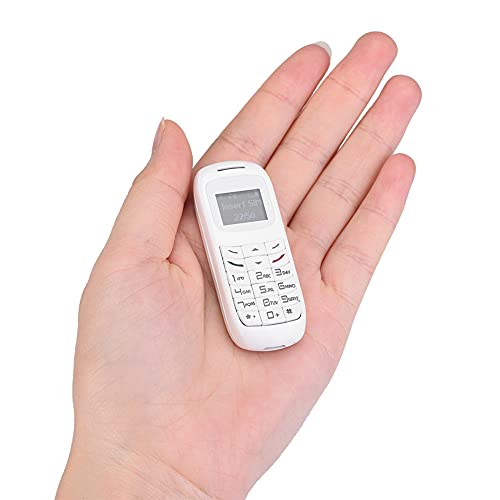 ASHATA Mini Small Mobile Cell Phone, Mini Mobile Cell Phone Mini Mobile Phone Bluetooth Dialer with Headset Cellphone Earphone Ear Hook Support SIM, Mp3, Long Standby Time(White)