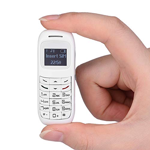 ASHATA Mini Small Mobile Cell Phone, Mini Mobile Cell Phone Mini Mobile Phone Bluetooth Dialer with Headset Cellphone Earphone Ear Hook Support SIM, Mp3, Long Standby Time(White)