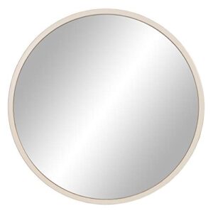 patton wall decor 30" distressed cream and gold framed round wall mirror, white