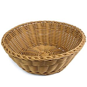 KOVOT Poly-Wicker Round Baskets Set of 2-10.5"D x 4"H Woven Polypropylene