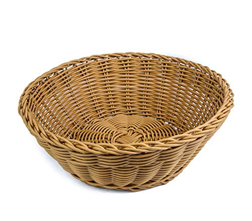 KOVOT Poly-Wicker Round Baskets Set of 2-10.5"D x 4"H Woven Polypropylene