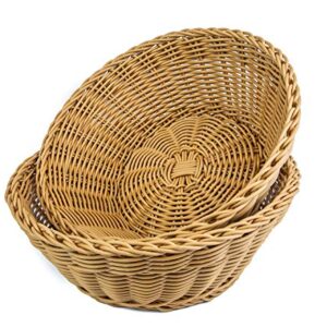 KOVOT Poly-Wicker Round Baskets Set of 2-10.5"D x 4"H Woven Polypropylene