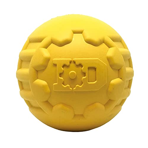 SodaPup Industrial Dog Gear Ball – Durable Ball Toy, Chew Toy, & Treat Dispenser Made in USA from Non-Toxic, Pet-Safe, Food Safe Natural Rubber Material for Bonding, Mental & Physical Exercise, & More