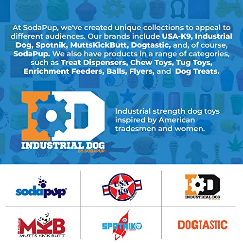 SodaPup Industrial Dog Gear Ball – Durable Ball Toy, Chew Toy, & Treat Dispenser Made in USA from Non-Toxic, Pet-Safe, Food Safe Natural Rubber Material for Bonding, Mental & Physical Exercise, & More