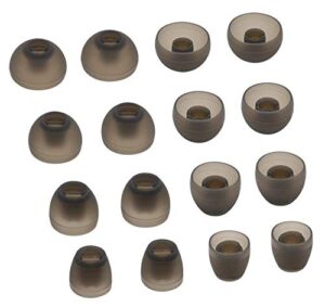 replacement ear tips for momentum sennheiser hd1 headphone, rayker soft comfort silicone tips, in ear canal, xs/s/m/l size included, 8 pairs, momentum, gray