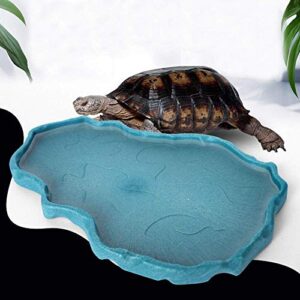 OMEM Luminous Reptile Food Bowl,Large Water Dish,Terrarium Bowls, Tortoise Bowl (Sky Blue)