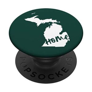 michigan home state map green & white popsockets popgrip: swappable grip for phones & tablets