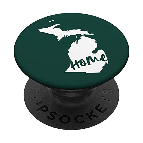 Michigan Home State Map Green & White PopSockets PopGrip: Swappable Grip for Phones & Tablets