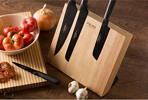 Chicago Cutlery Prime 5Pc Magnetic Wood Block Set, German MOV Stainless Steel Blades, Black, Beech