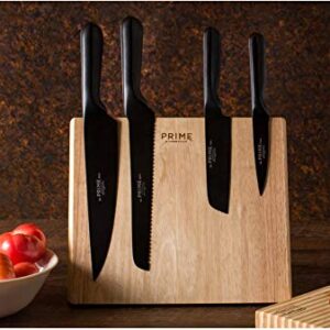 Chicago Cutlery Prime 5Pc Magnetic Wood Block Set, German MOV Stainless Steel Blades, Black, Beech