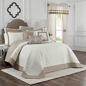 vue bensonhurst modern farmhouse medallion 4-piece comforter set, king, ivory