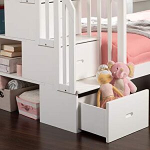 AFI Westbrook Staircase Bunk Twin Over Twin with Turbo Charger and Urban Bed Drawers in White