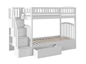 afi westbrook staircase bunk twin over twin with turbo charger and urban bed drawers in white