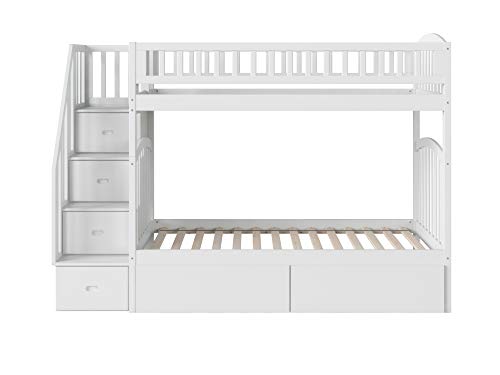 AFI Westbrook Staircase Bunk Twin Over Twin with Turbo Charger and Urban Bed Drawers in White