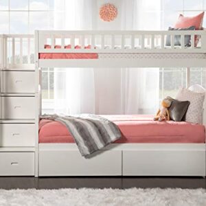 AFI Westbrook Staircase Bunk Twin Over Twin with Turbo Charger and Urban Bed Drawers in White
