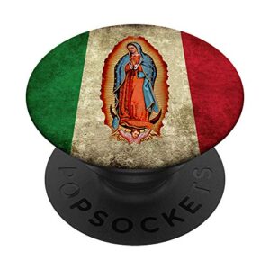 our lady virgen de guadalupe mexican flag popsockets swappable popgrip
