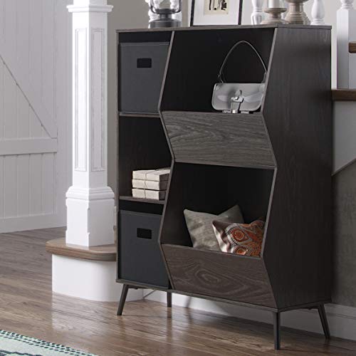 RiverRidge Home Woodbury Collection Storage Cabinet with Cubbies and Veggie 2pc Bin-Black, Weathered