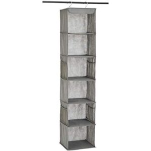amazon basics 6-tier hanging closet shelf organizer with pockets, 8.5" d x 12" w x 9" h