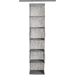 Amazon Basics 6-Tier Hanging Closet Shelf Organizer With Pockets, 8.5" D x 12" W x 9" H